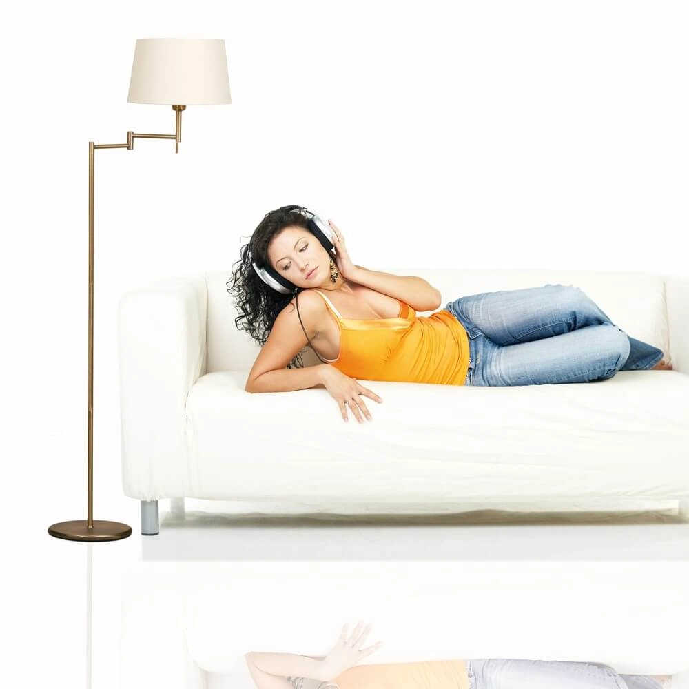 Floor lamp Mexlite 154cm bronze brown with white shade Steinhauer 8712746048087