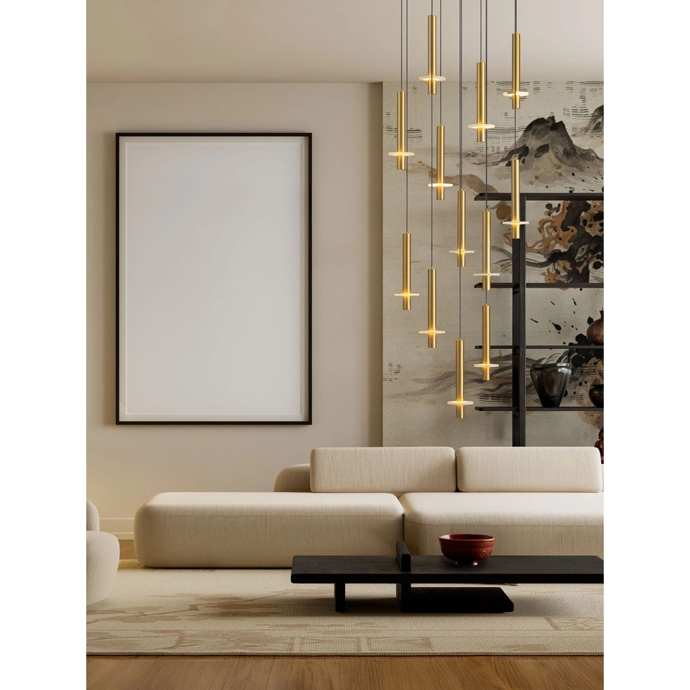 Design pendant lamp Noemi gold with white Ø 62cm