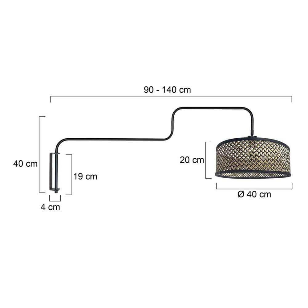 Wall lamp Bloeba black with bamboo shade Steinhauer 8712746177138