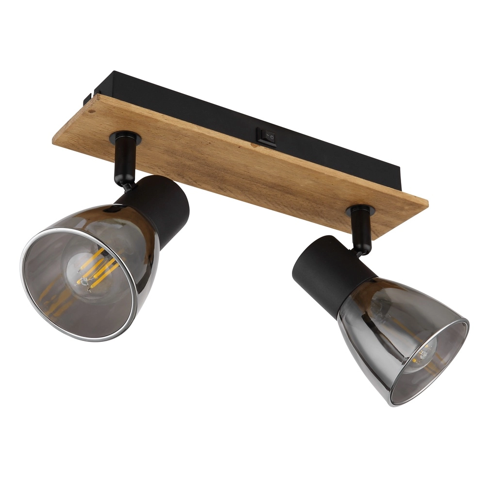 Ceiling lamp Claude 2-light black with wood Globo 9007371443208