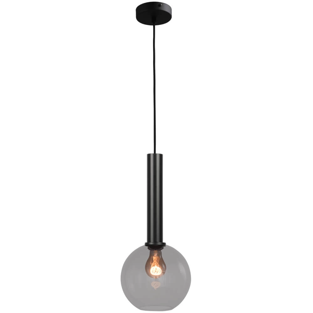 Hanging lamp Ø 20cm Bella 2 Black with smoke glass