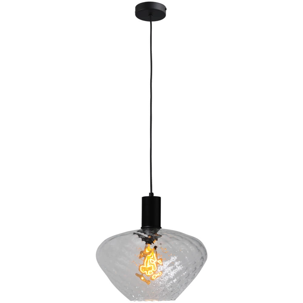 Hanging lamp black Porto with Blossom clear glass - Ø 30cm Masterlight 8718121269313