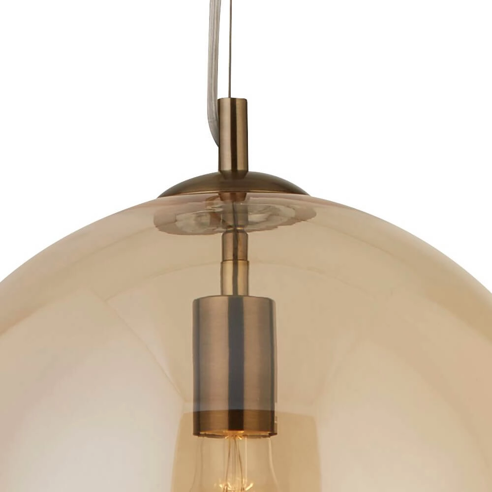 Glass pendant lamp Balls Ø 25cm brass with amber glass Searchlight 5053423096650