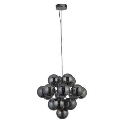 Pendant Lamp Glass Berry Globe 17-light black with smoke glass Searchlight 5053423190471