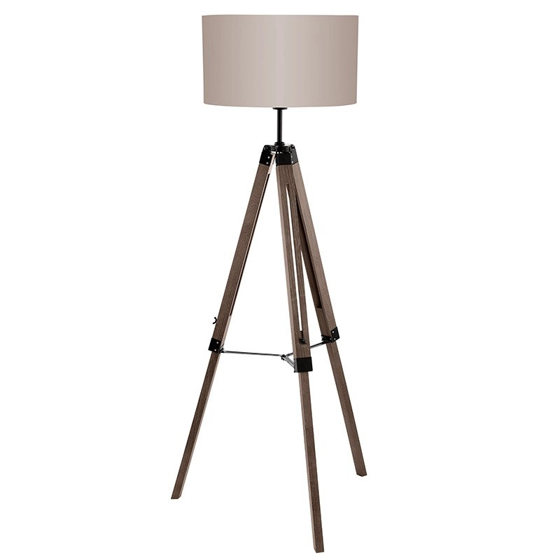 Standing lamp Lantada 106cm Tripod wood with taupe