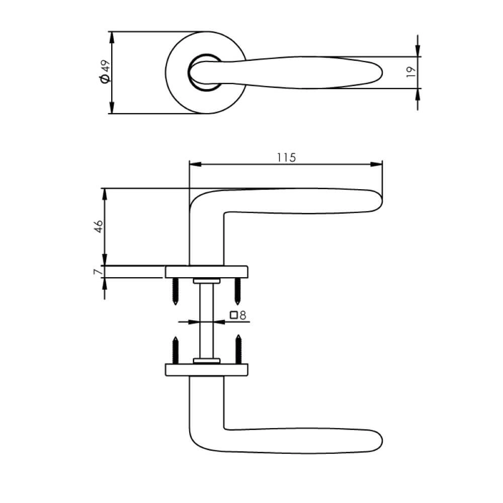 Classic door handle Phobos chrome on rosette Intersteel 8714186089255