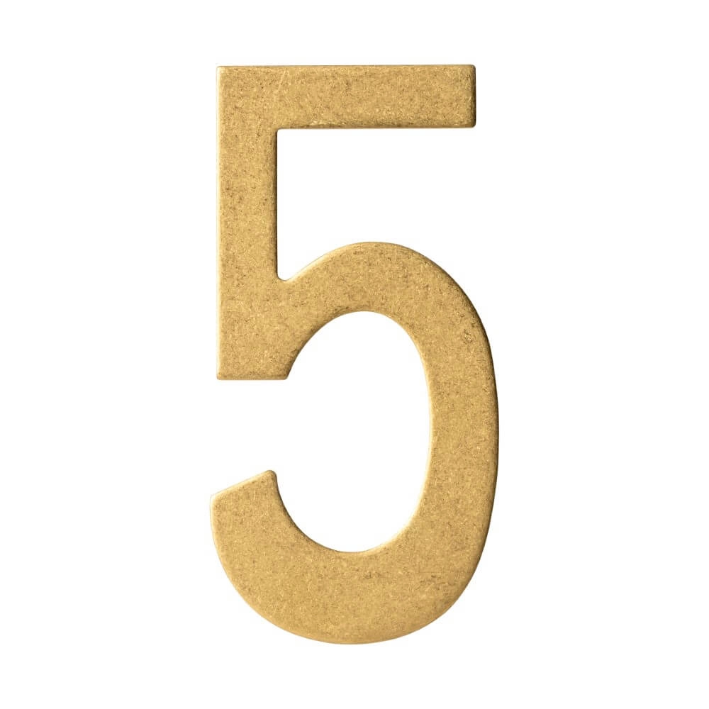 House number 5 Numbra 15cm brass tumbled