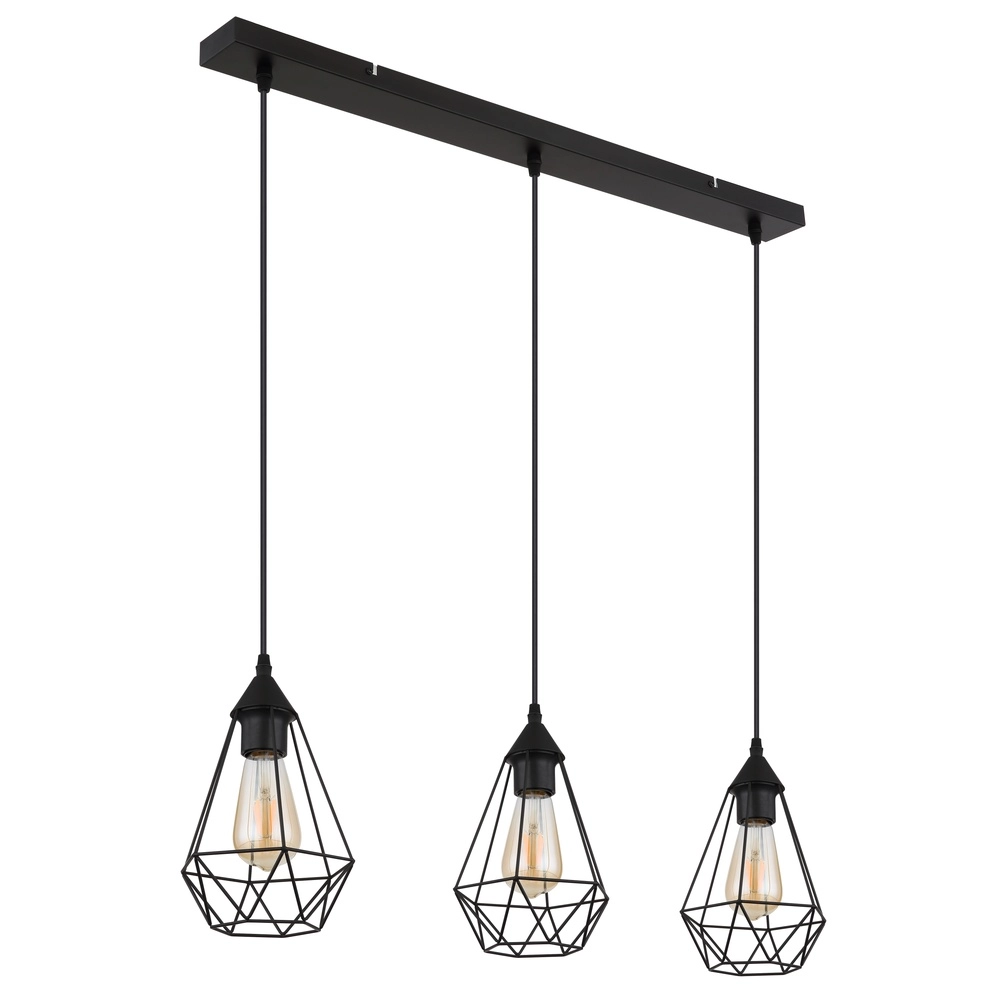 3-light pendant lamp Zachary Black Globo 9007371447909