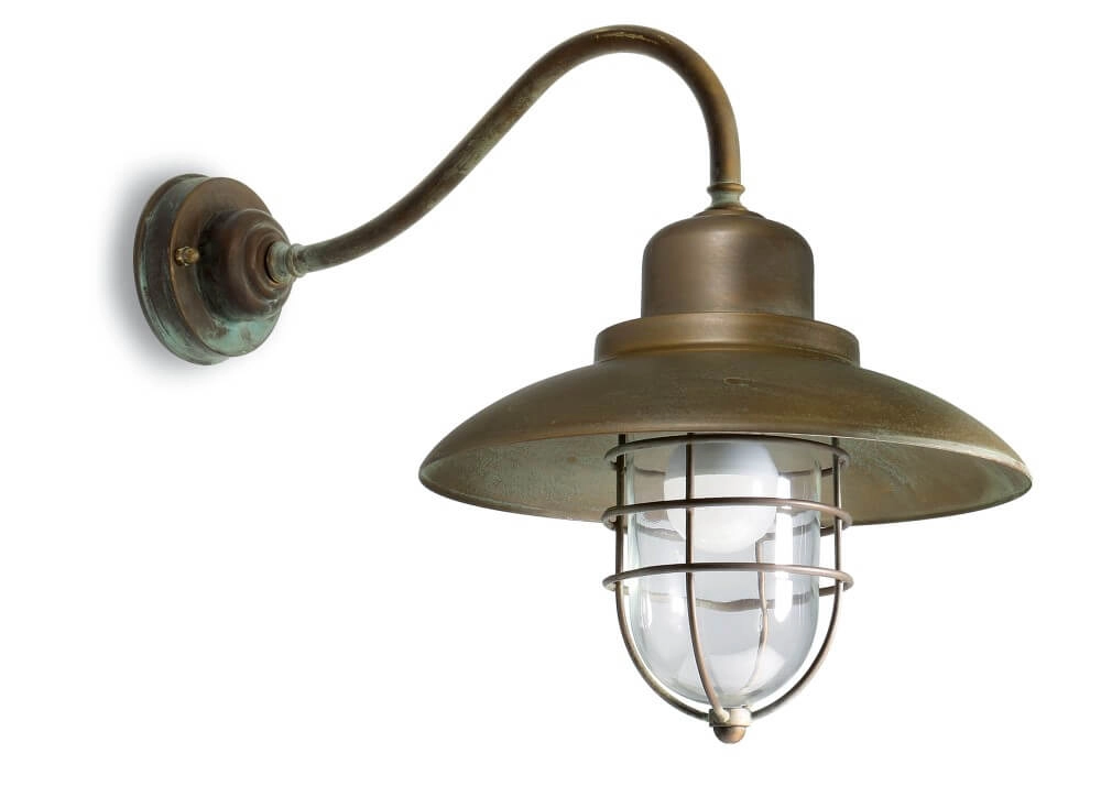 Straight outdoor lamp Patio Cage aged brass