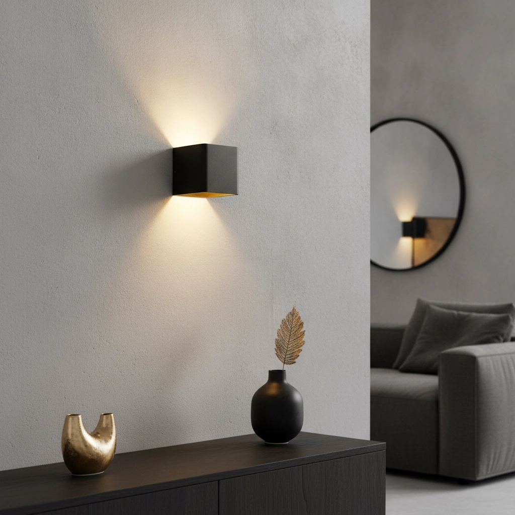 Square wall lamp Fulda black with gold