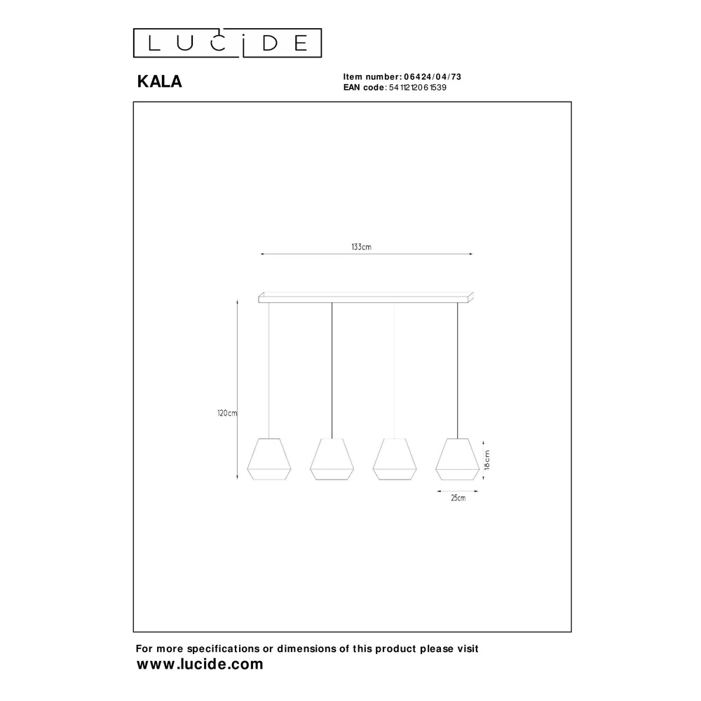 Pendant lamp Kala 4-light taupe Lucide 5411212061539