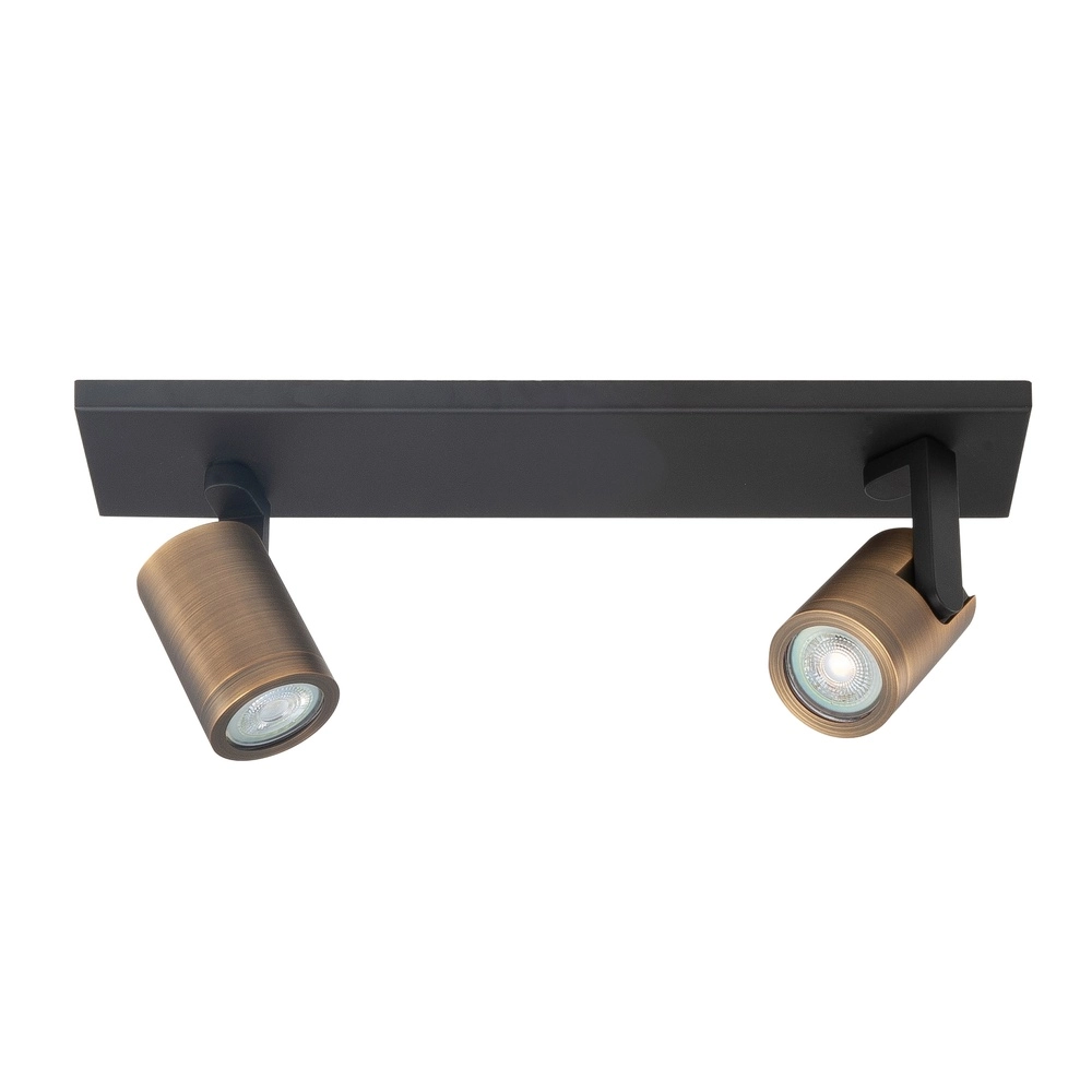 Surface-mounted spot Halo Spot black with copper bronze 2-light straight