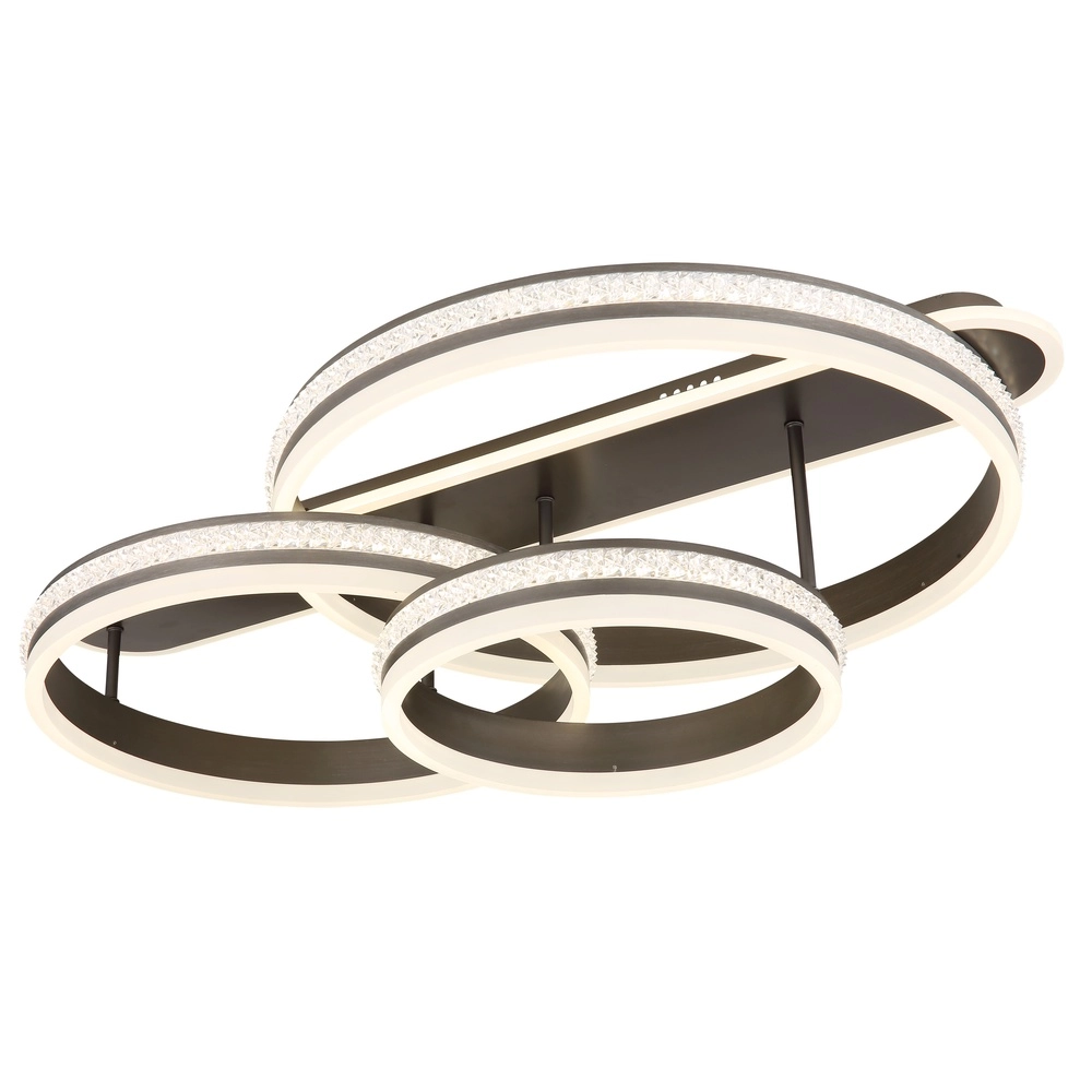 Design ceiling lamp Grouni 3 rings titanium brushed