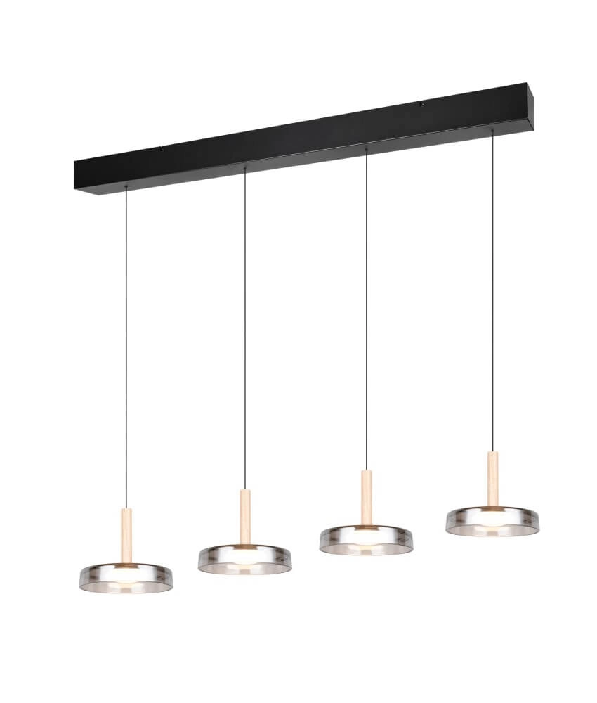 4-light LED pendant light Celeste smoke glass
