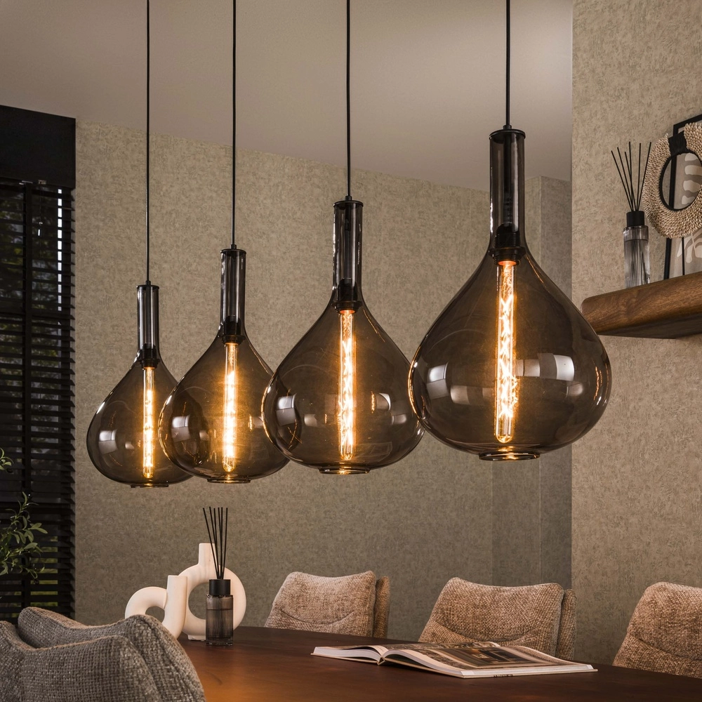 Glass pendant lamp Smoke 4x Ø 28cm