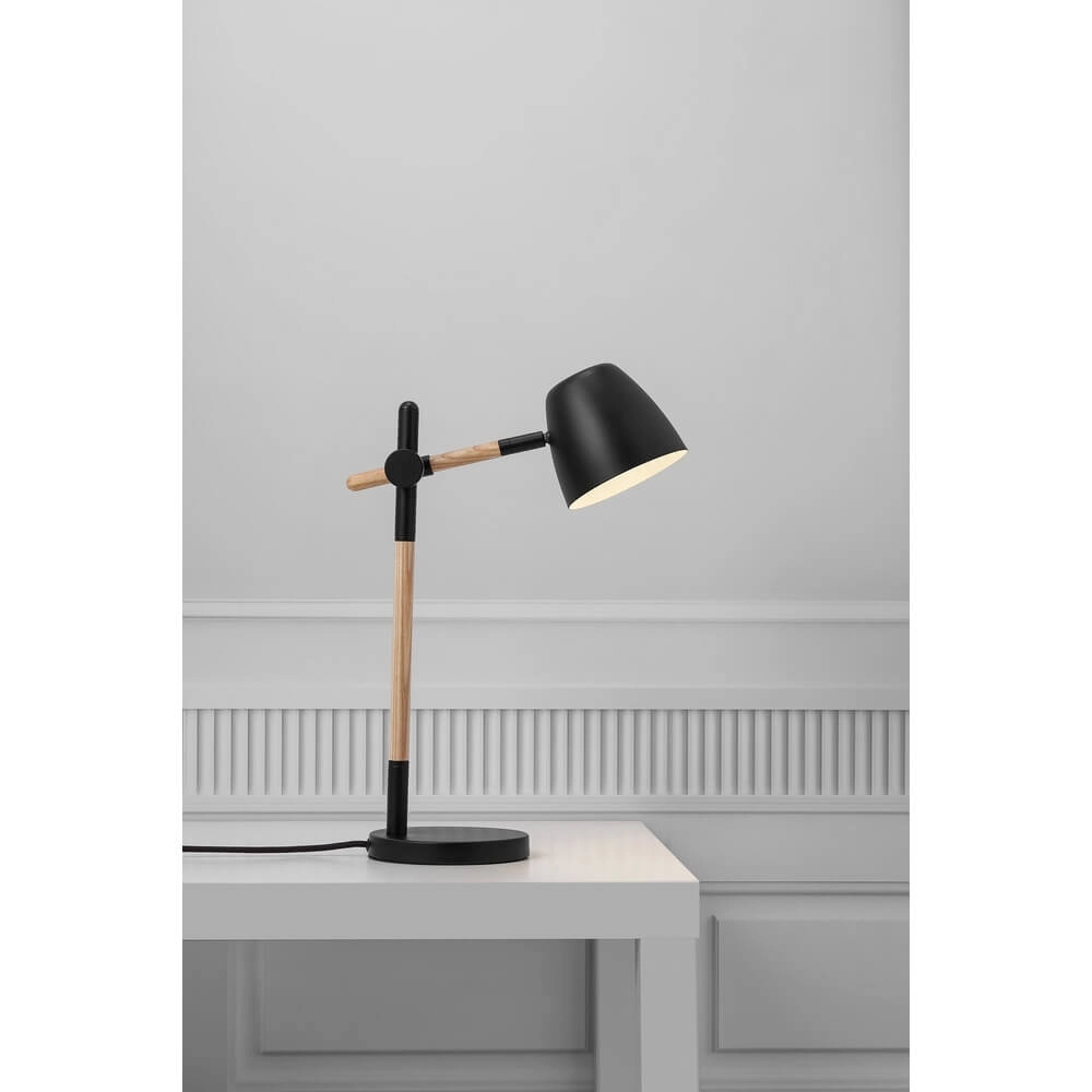 Table lamp Theo black with wood Nordlux 5704924005695