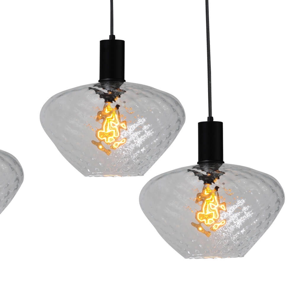 6-light hanging lamp - black - Porto with Blossom clear lenses Masterlight 8718121270517