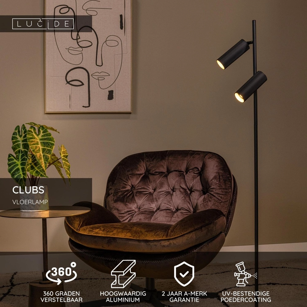 Floor lamp Clubs Black Lucide 5411212093462