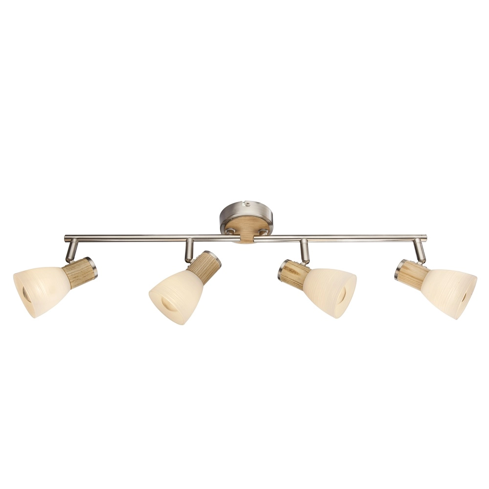 Ceiling lamp Gylfi Nickel with wood 4-lights