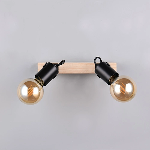 Double ceiling light Lynar black with wood Trio 4017807670721