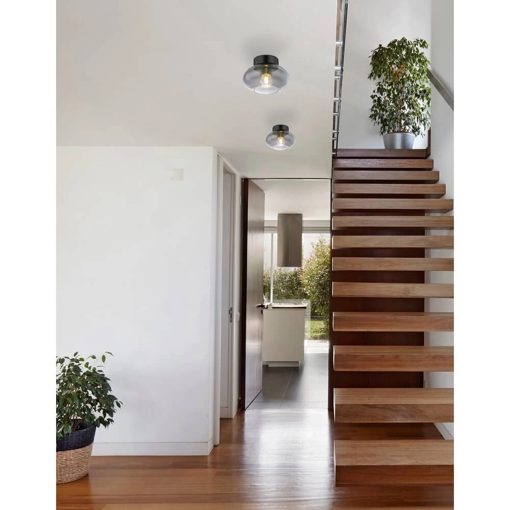 Black ceiling lamp Shaun Ø 18cm round Globo 9007371439478