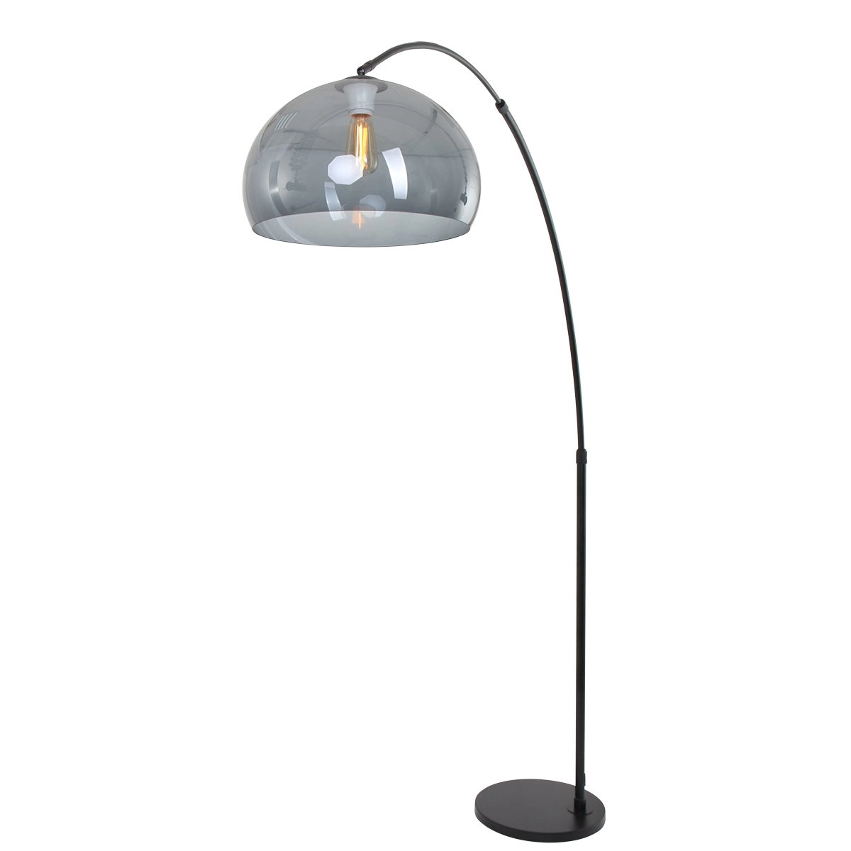 Arc lamp Stresa black with smoke glass