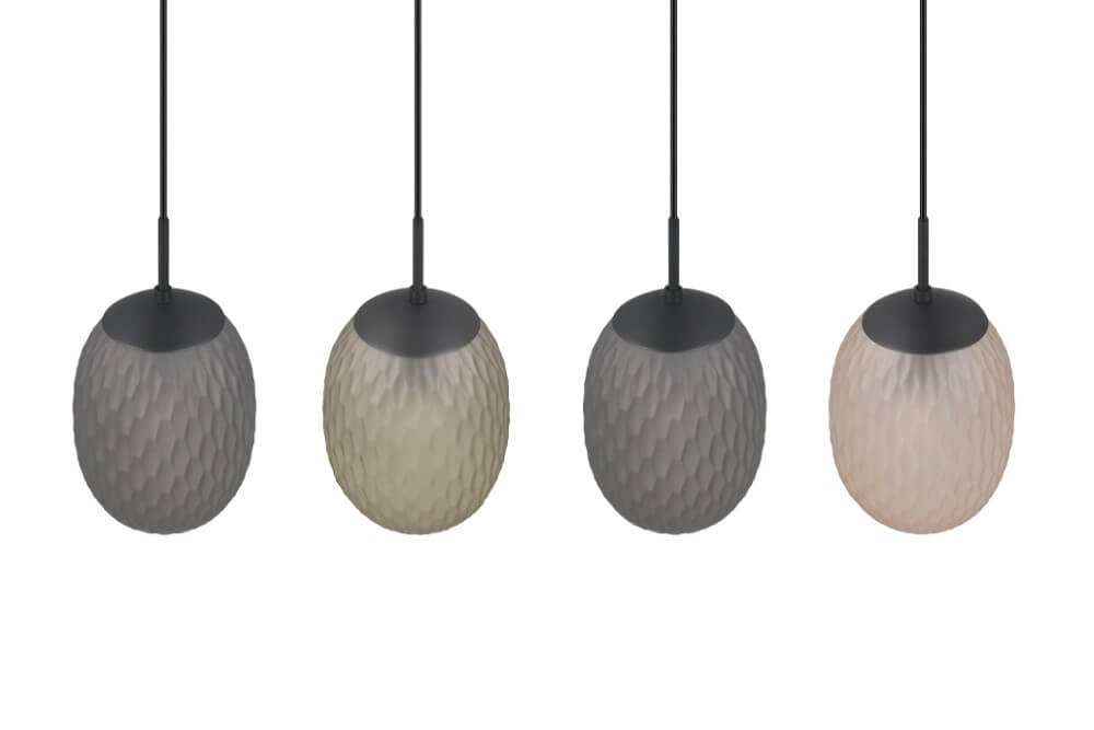 4-light pendant lamp Facette with ribbed colored glass Trio 4017807616842