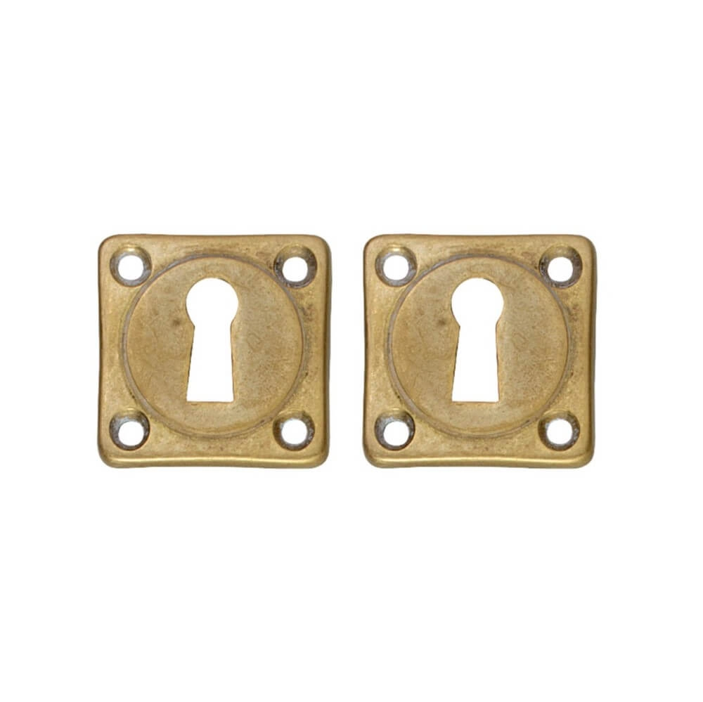 Set of 2 key rosettes Tira Square Brass Tumbled