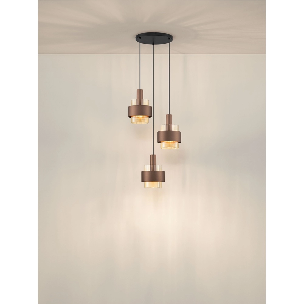 Modern pendant lamp Serena 3-light coffee brown Lyora 5212063501140