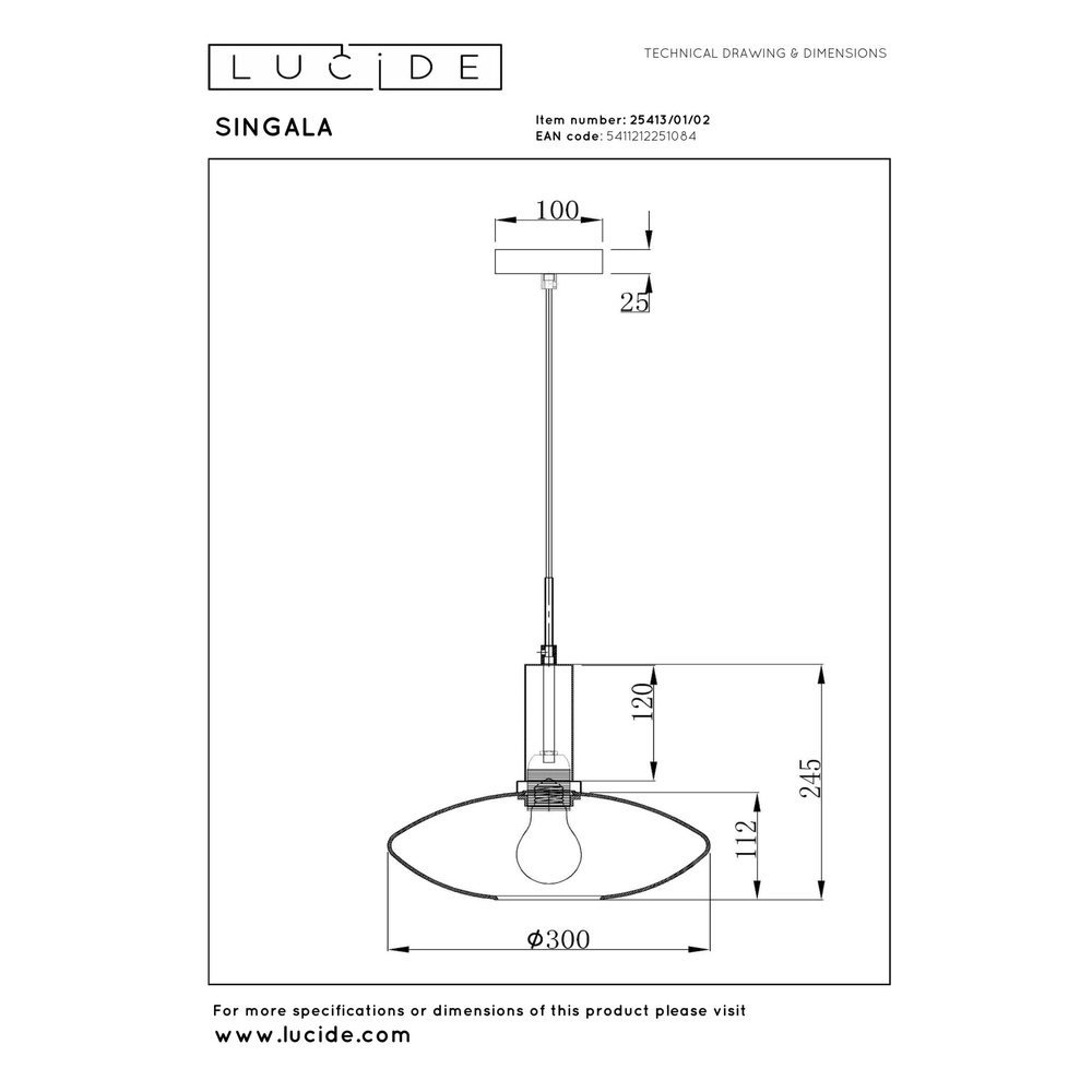 Design pendant lamp Singala Ø 30cm gold with white Lucide 5411212251084