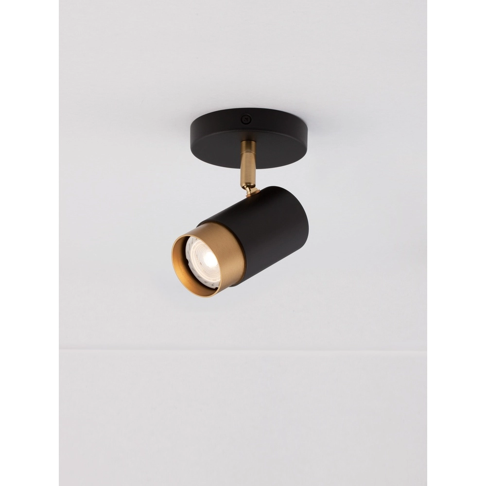 Ceiling spotlight Pogno Single black with gold