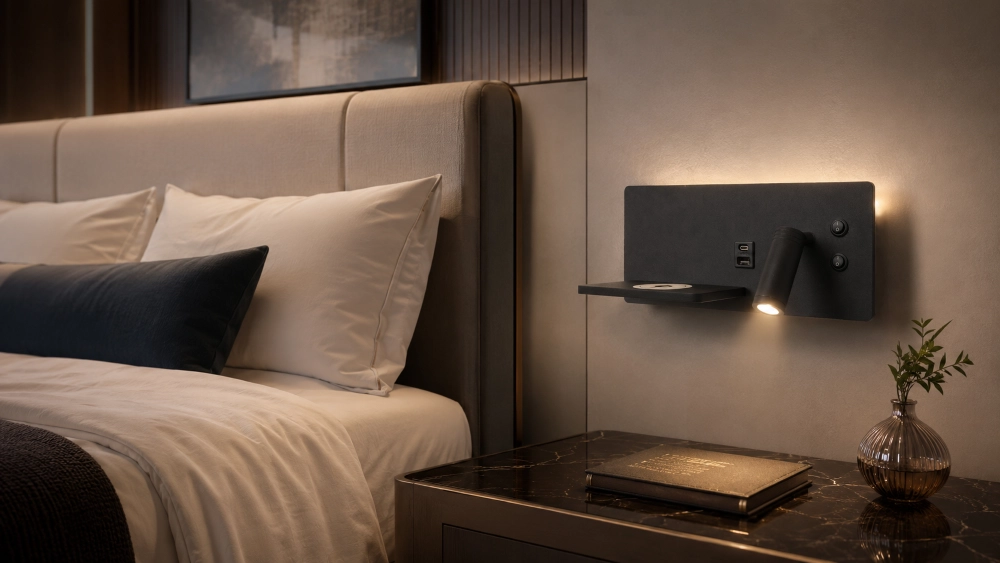 Bedside lamp Charge Right black with wireless charger Artdelight 8720701103665