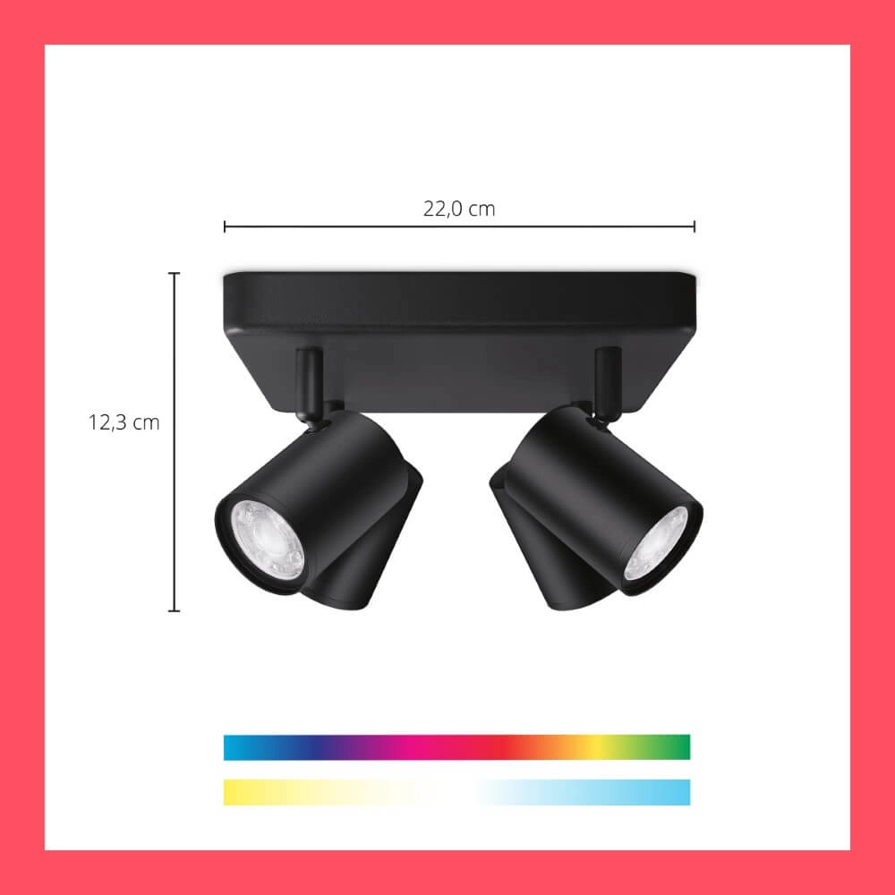 4-light surface-mounted spotlight Imageo smart - black WiZ 8719514554573