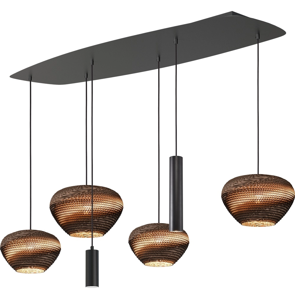 Pendant lamp Carta Trendy with Think Paper hoods - black