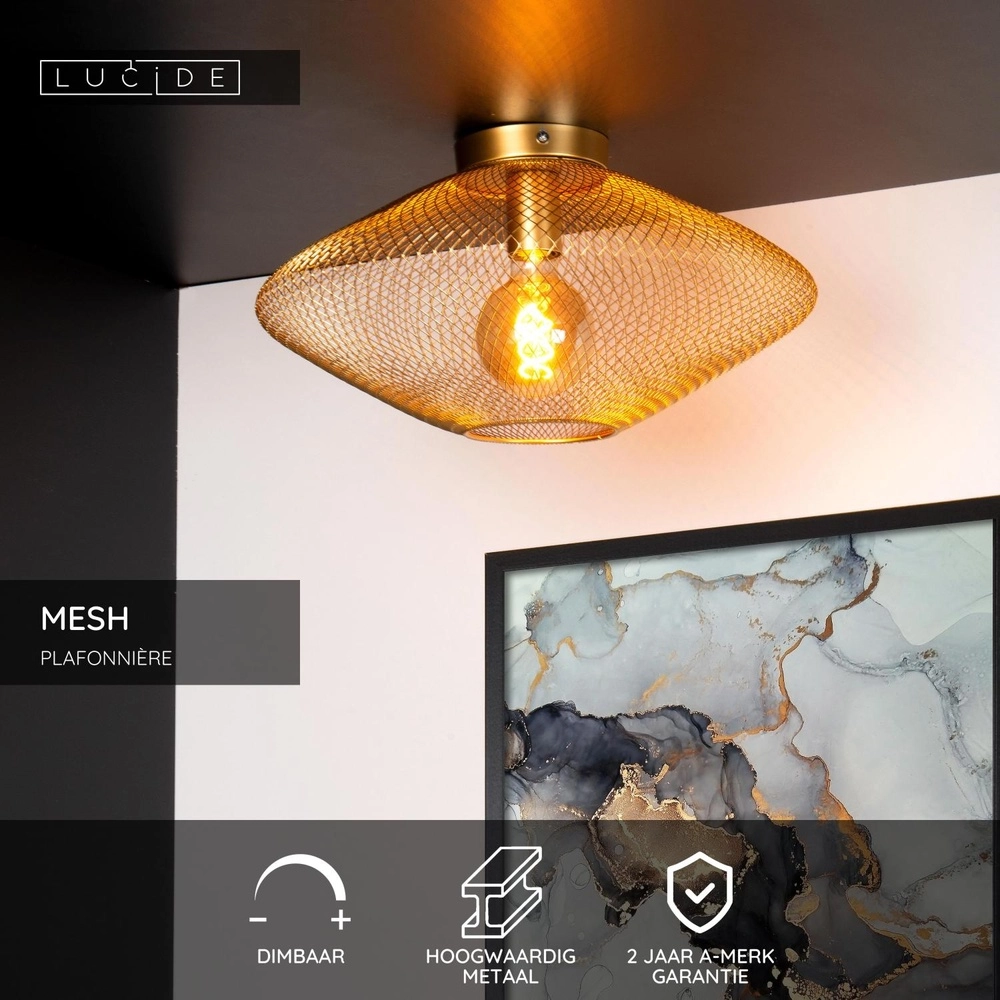 Mesh ceiling light Mesh Gold Lucide 5411212211361