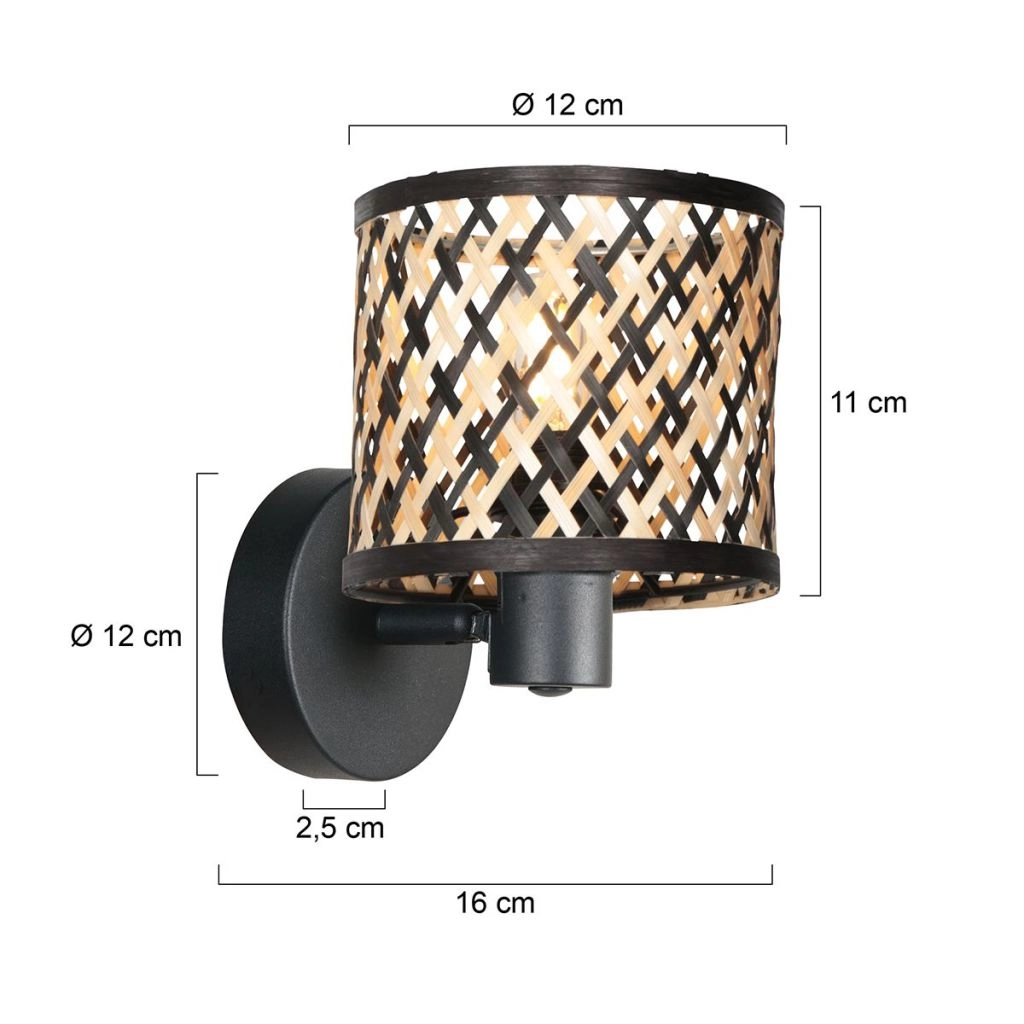 Wall lamp Sumba with bamboo cap Ø12cm Steinhauer 8712746182811