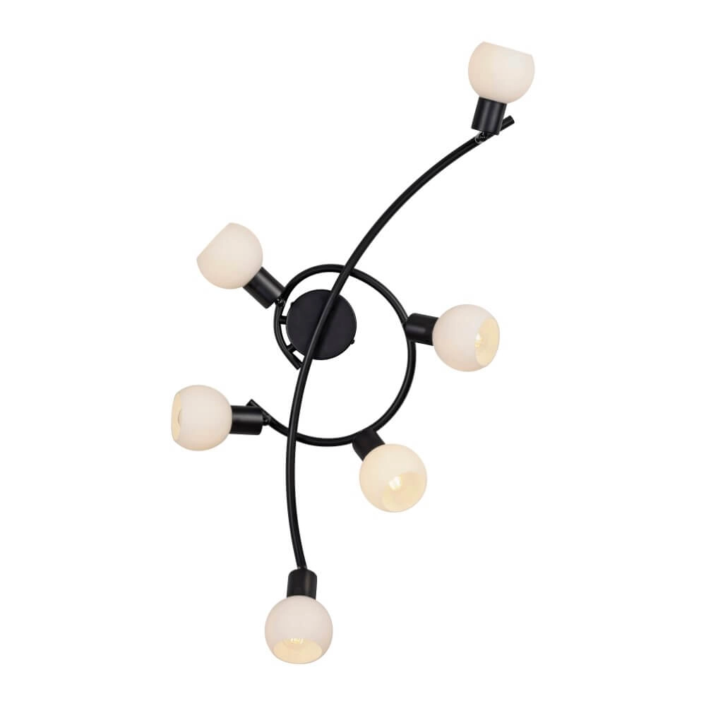 Black ceiling lamp Loki 6-light Just Light 4043689000806