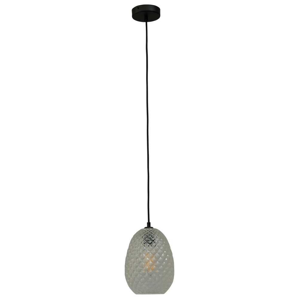 Black pendant hanging lamp Pineapple with clear glass