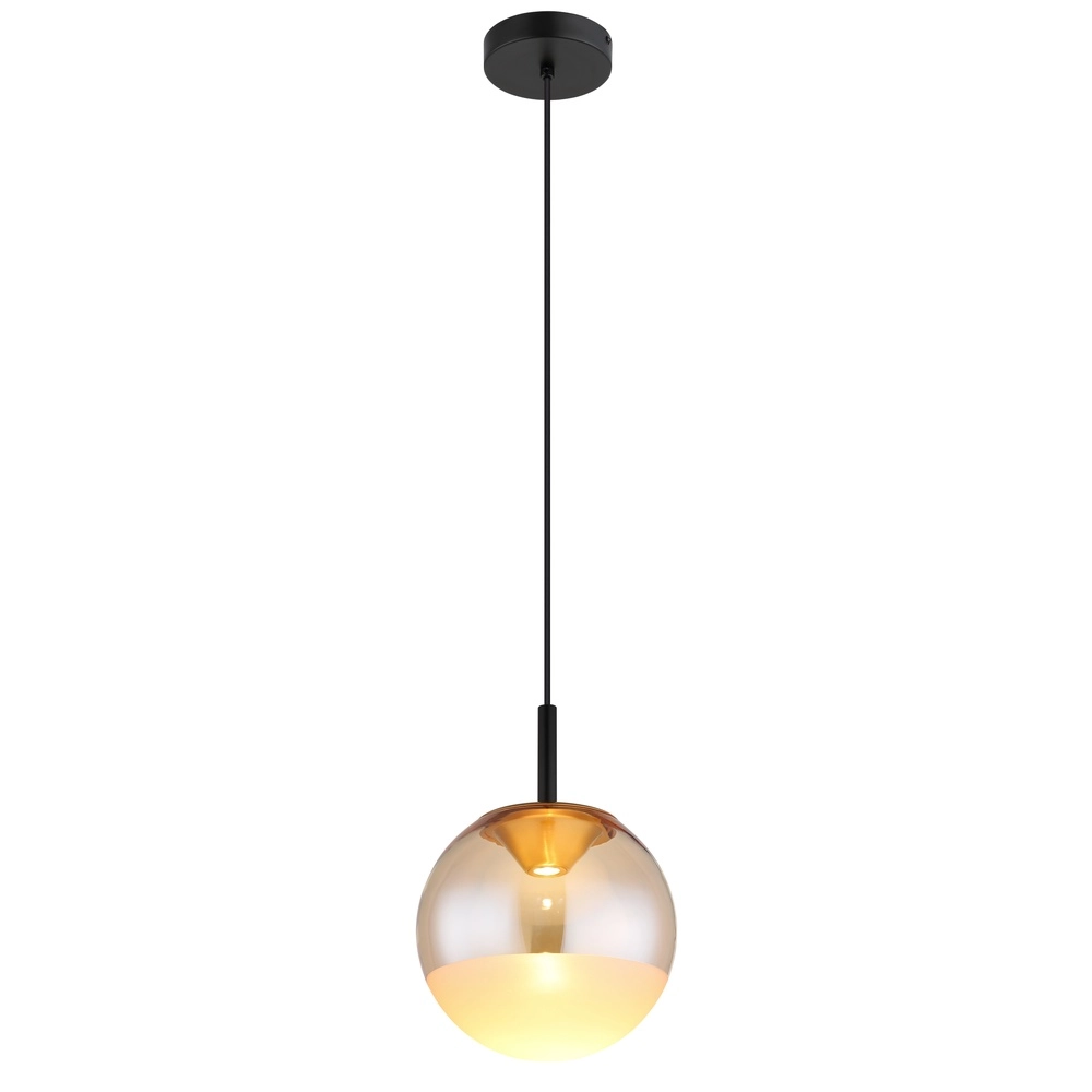 Design pendant lamp Severin black with amber glass