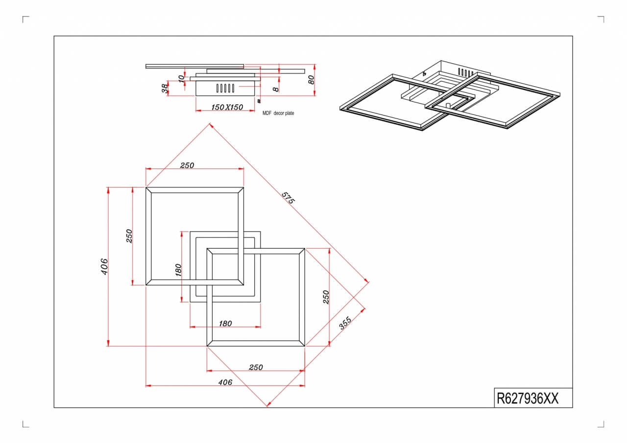 Ceiling light Giro square Trio 4017807562019