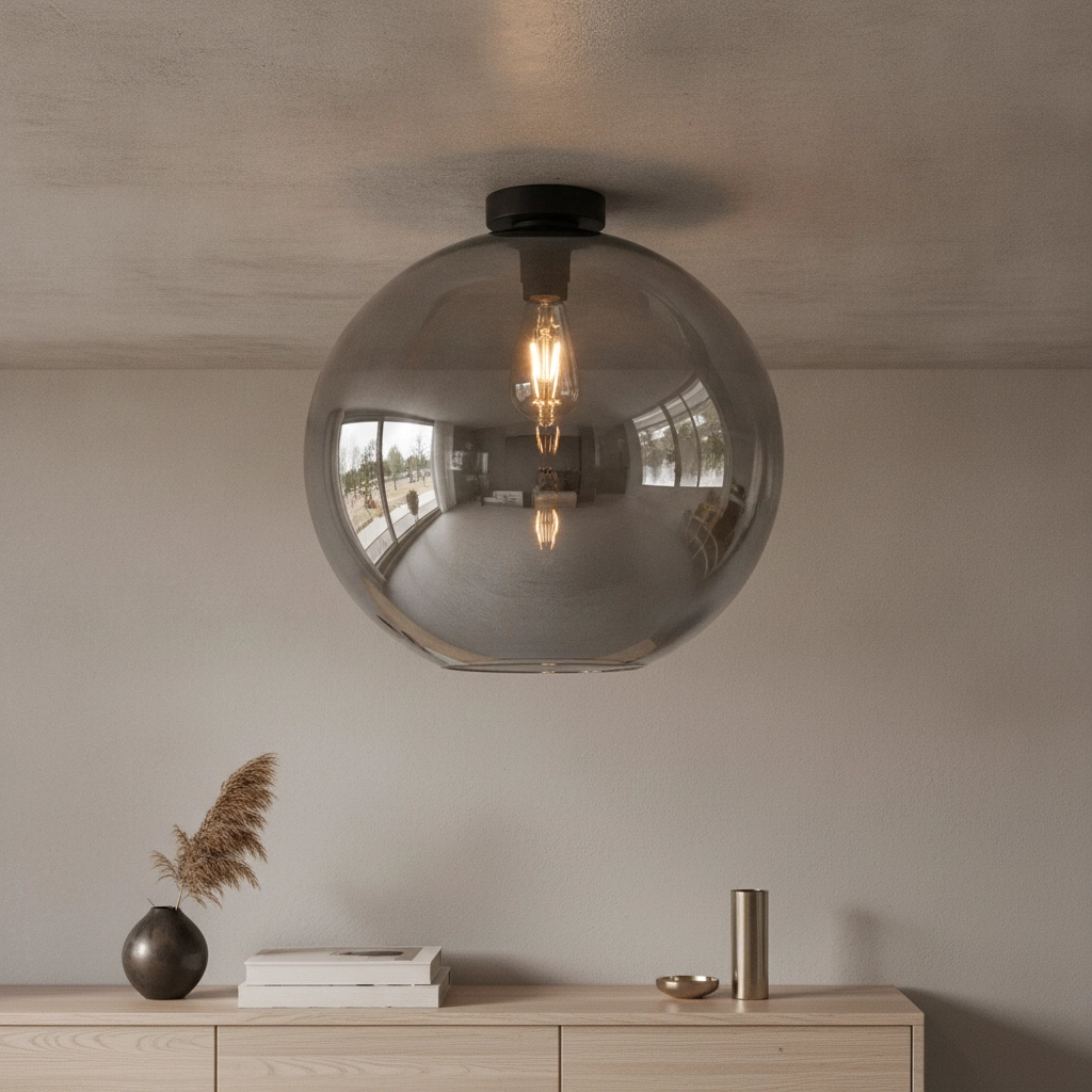 Ceiling light Marino-40 with Ø 40cm smoked glass