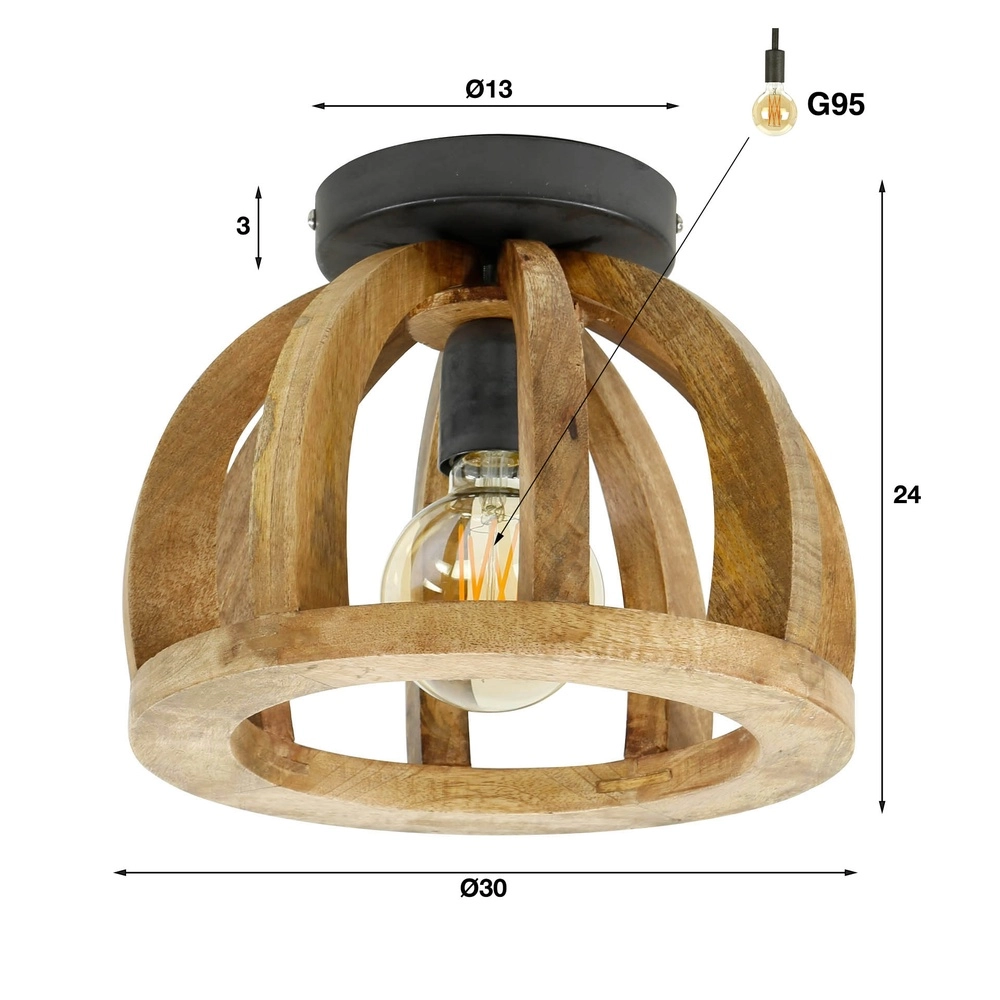 Wooden ceiling lamp Orba Ø 30cm - mango Lyora 8716803513228