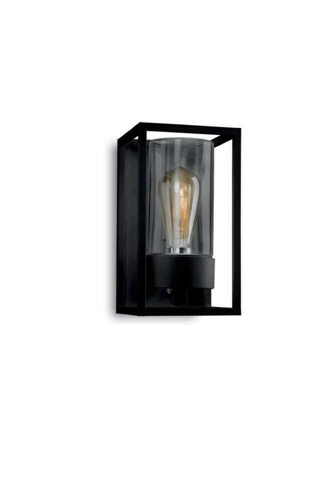 Black outdoor lamp Cubic3 transparent glass
