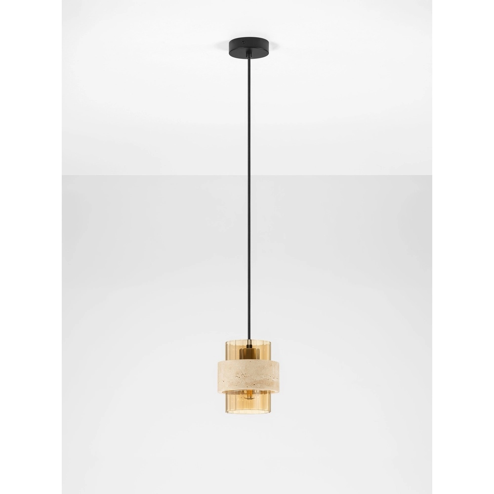 Modern pendant lamp Melony amber glass with sand brown Lyora 5212063501249