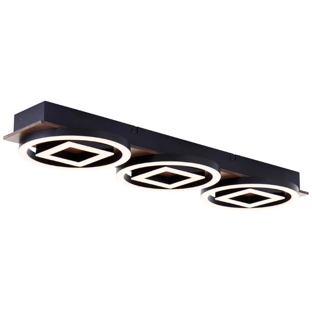 Unique ceiling lamp Maureen black with wood Brilliant 4004353435256