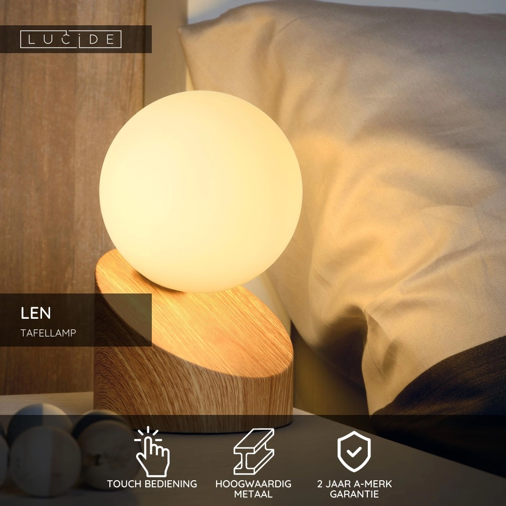Design table lamp Len Light wood look Lucide 5411212450593