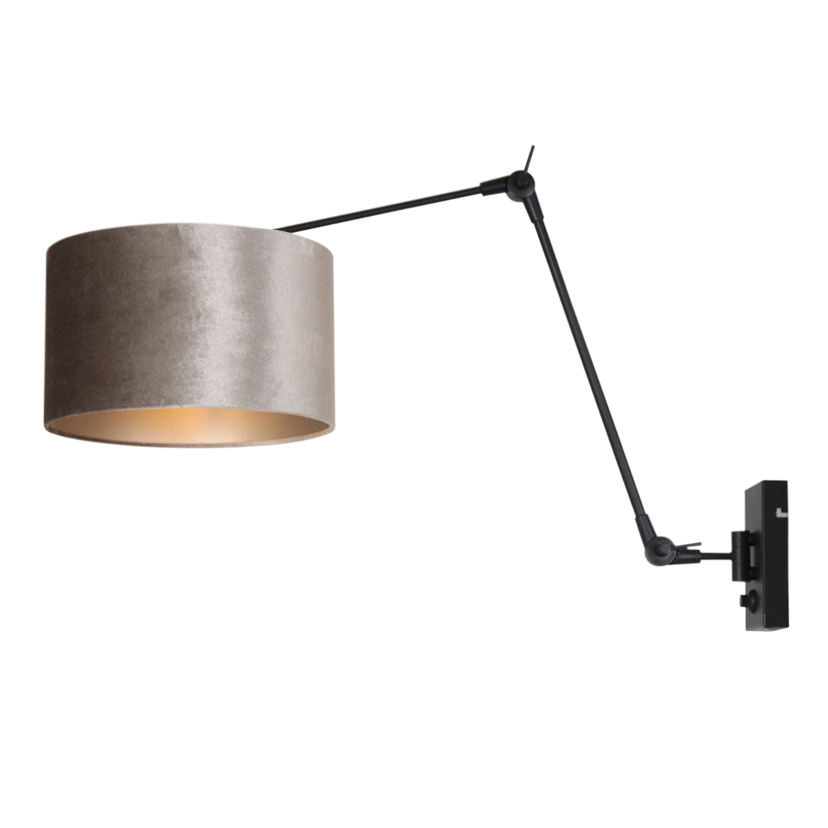 Wall Reading Lamp Prestige Chic black with 30cm taupe velvet shade
