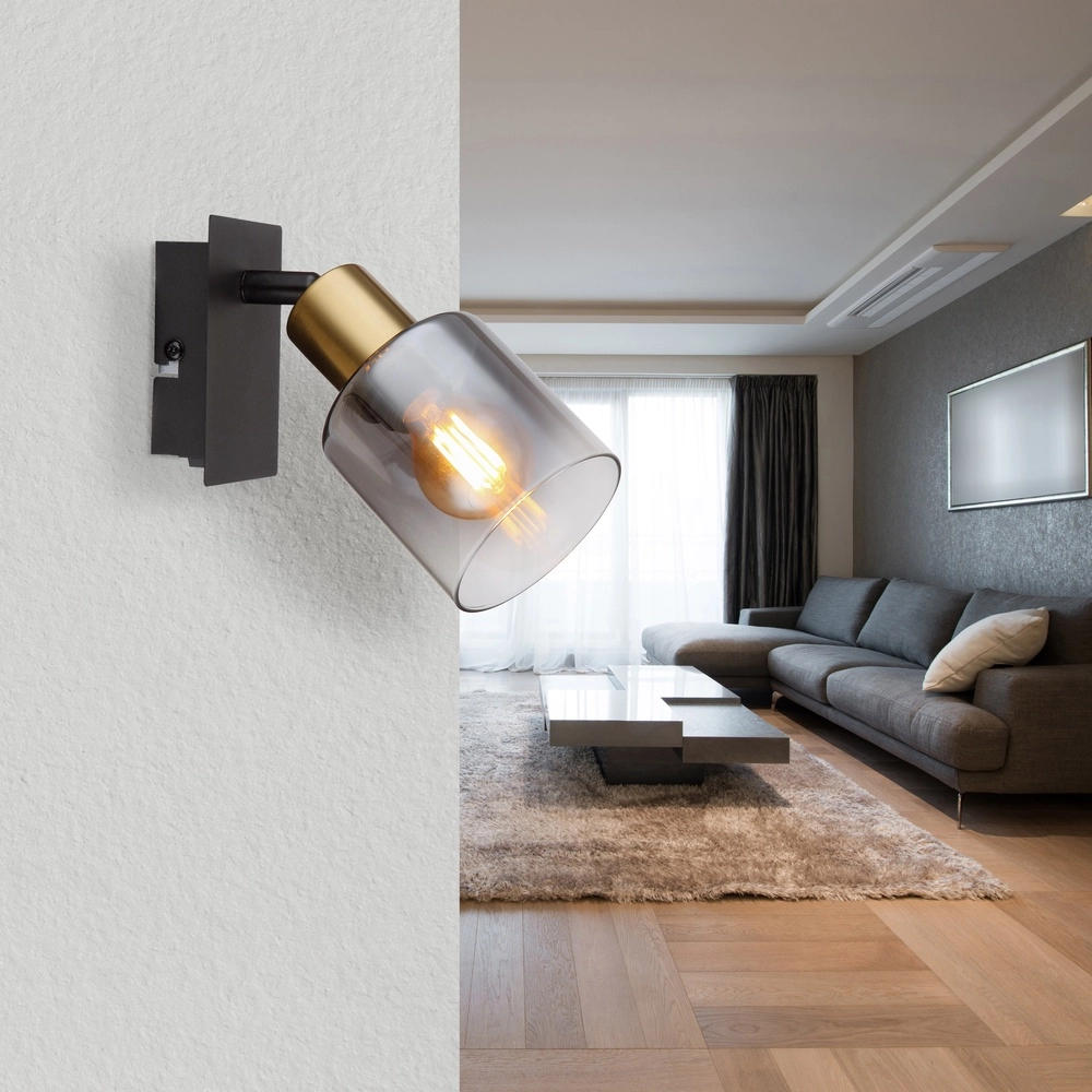 Wall lamp Hollsy black with smoke glass Globo 9007371457847