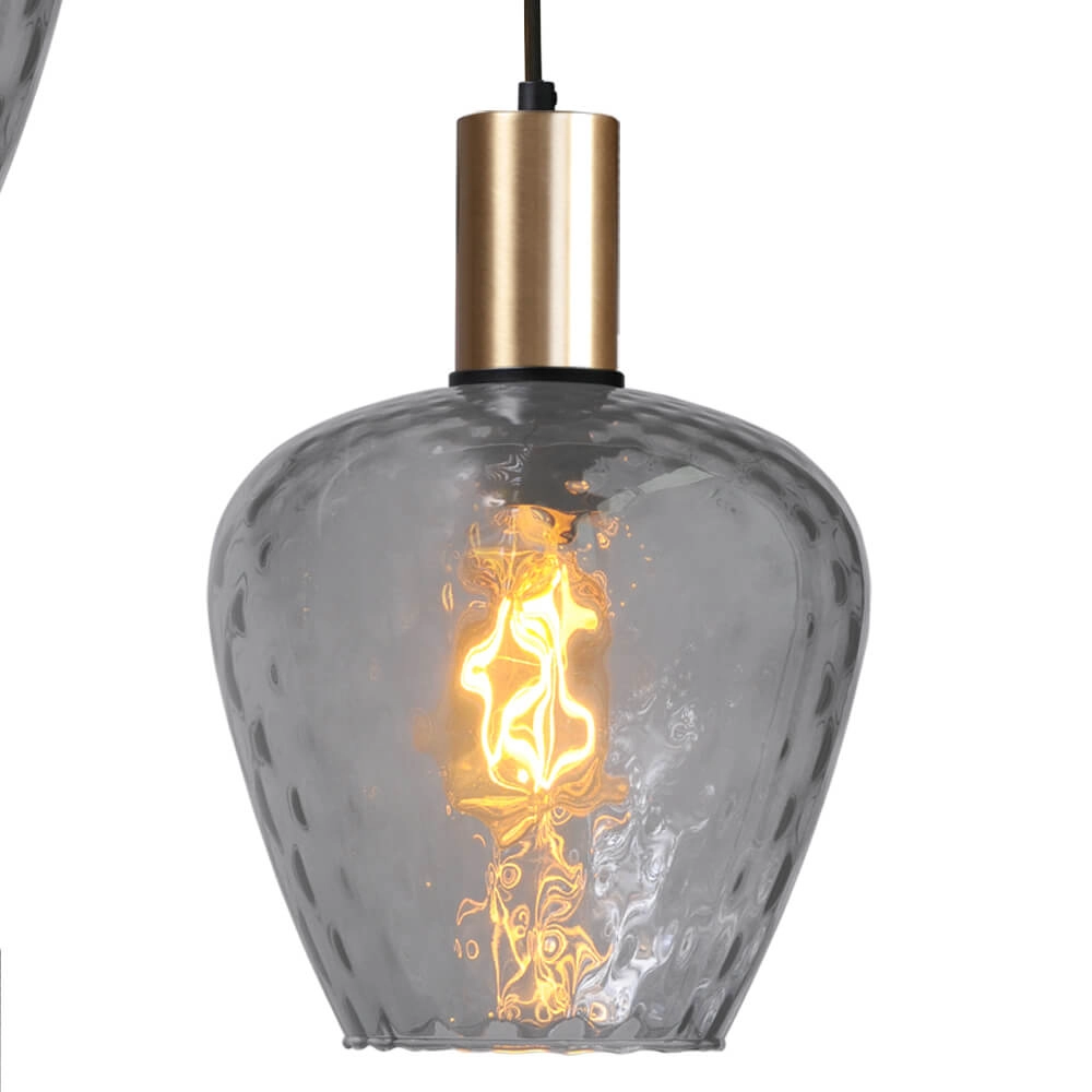 3-light loft hanging lamp - gold - Porto with Diamond smoke glasses Masterlight 8718121270760