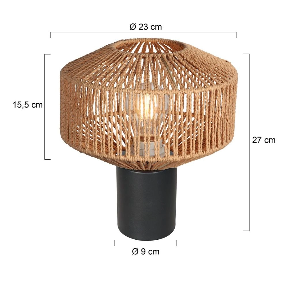 Table lamp Ropex with rattan shade Ø23cm Steinhauer 8712746182941